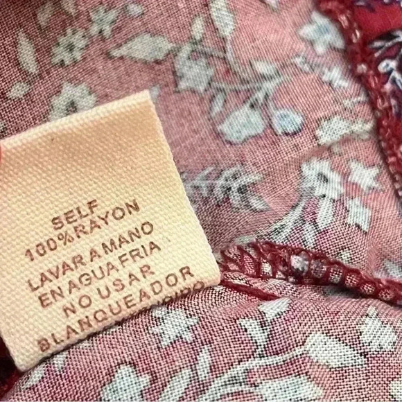 NWT Hem & Thread Rayon Maroon Floral Ruffle Cinch Waist Sleeveless Top Size M - Picture 12 of 14